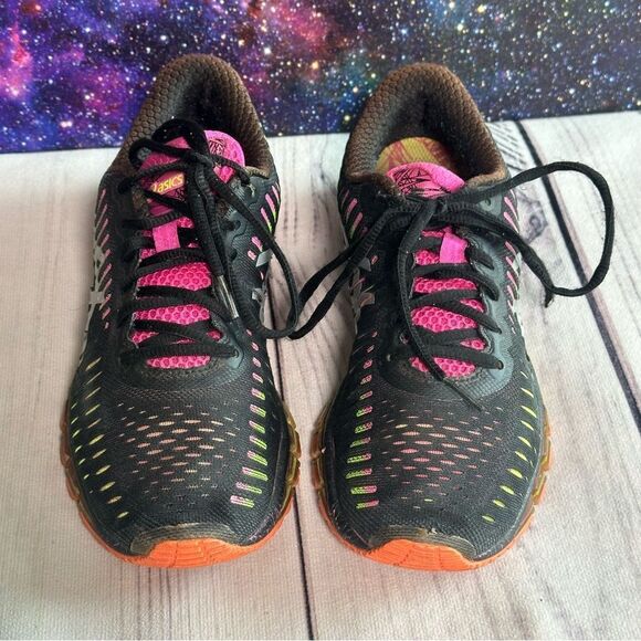 Asics Gel Quantum 360 Athletic Running Shoes Women Sz 8 T5J6N Purple Pink Neon - Picture 2 of 8